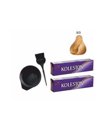 Wella Hair Dye 9/3 Golden Blonde 2 Pieces + Coloring Set