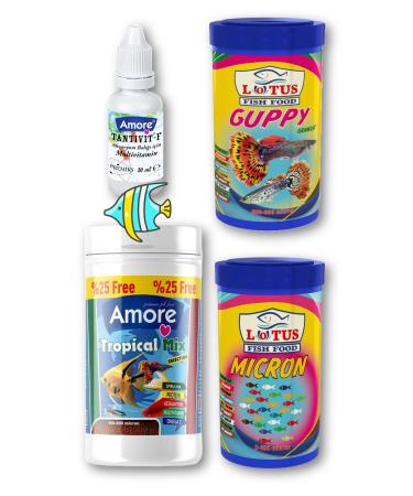 AMORE Betta Fish Food 3x125ML Rose 3x100ML Lotus 3x100ML Betta Granules Food Wholesale Fish Food