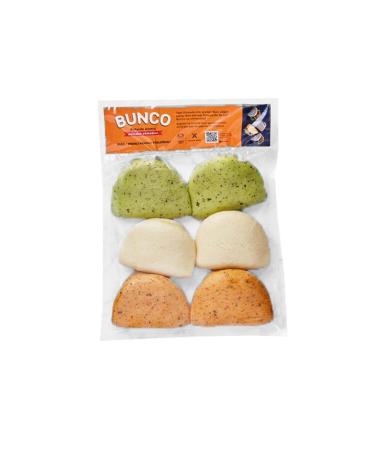 BUNCO Steamed Bao Bun Breads 65 g x 6 Pieces Plain & Spicy & Basil