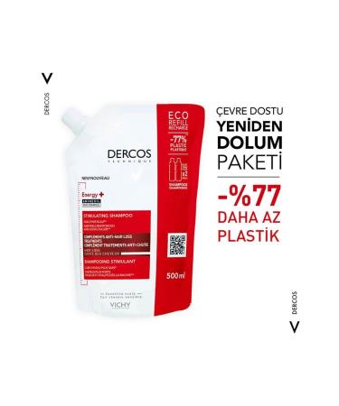 Vichy Dercos Energising Anti Hair Loss Shampoo 500 ml - Refill - Buy Online on GoSupps.com