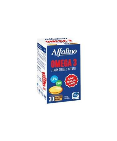 Alfalino Omega 3 Fish Oil Glass Bottle 30 Softgels