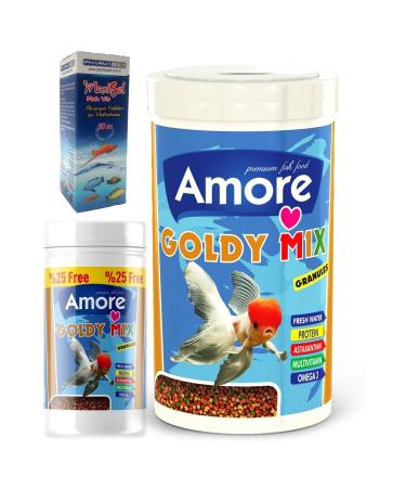 AMORE Goldfish Food 1000 and 250 Ml Gold Mix Vitamin Set Bonisa