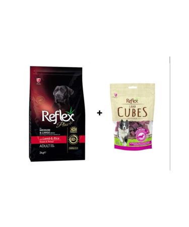Reflex Adult Lamb Meat Medium and Large Breed Adult Dog Food 3 kg + Reflex Lamb Dog Reward Food 80 gr