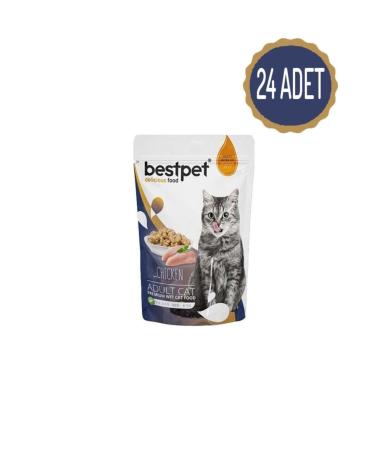 Bestpet Adult Jelly Pouch Chicken Cat Food 85 Gr X 24