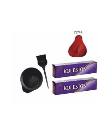 Wella Hair Dye Tube 77/44 Red Flame 2 Pieces + Coloring Kit