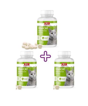Bio PetActive Vitalicat Multivitamin Tablets for Cats 150 Pieces 75 Gr Set of 3