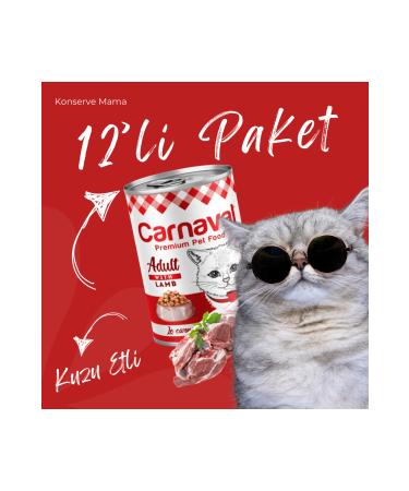 Carnaval Premium Adult Cat Canned Lamb Meat 400 gr X 12 Pieces