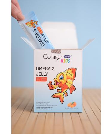 Collagen Forte Platinum Omega-3 Kids & Vitamin D3 Chewable Gel Form Orange Flavored Fish Oil for Children 30 Sachets