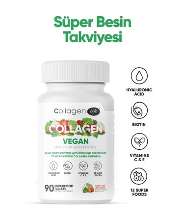Collagen Life Plant Based Protein Powder with Vegan Collagen Support 90 Tablets and Life Biotin Hyaluronic Acid