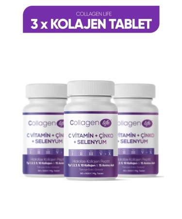 Collagen Life 5 Types Collagen Type 1 Type 2 Type 3 Type 5 Type 10 (Selenium Vitamin C and Zinc) 3 Pieces
