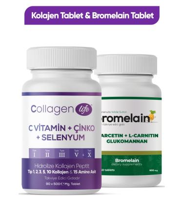 Collagen Life 5 Types Collagen & Bromelain Tablet Set