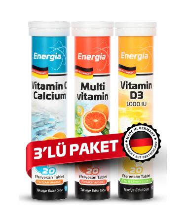 Energia Vitamin C + Multivitamin + Vitamin D Effervescent Tablet Food Supplement