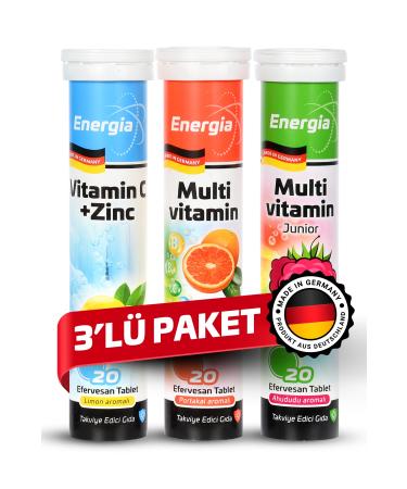 Energia Vitamin C and Zinc + Multivitamin + Multivitamin Children's Effervescent Tablet Supplementary Food