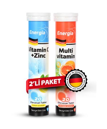 Energia Vitamin C and Zinc + Multivitamin Effervescent Tablet Food Supplement