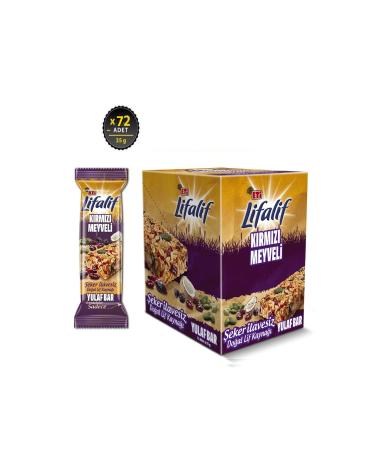 Eti lifalif red fruit sugar free natural fiber source healthy snack 72 pieces 35 gr