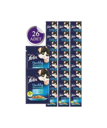 FELIX Adult Cat Pouch Food with Salmon Shrimp 20 Pieces