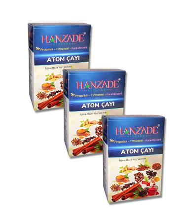 Hanzade Herbal Propolis Vitamin C - Black Elderberry Atom Tea Winter Tea 150 gr X 3 Pieces