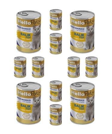 Hello Paty 12 Adult Fish Meat Minced Cat Food (415 Gr 12 Canned Wet Food)