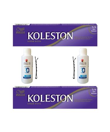 Wella Tube Hair Dye Light Chestnut 5/4 X 2 Pieces + Akos 30 Volume Oxidant 2 Pieces