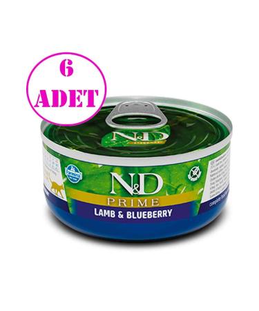 N & D Nd Prime Grain-Free Lamb Blueberry Cat Canned Food 70 Gr 6 Pieces