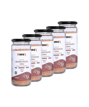 Nana'S Vegan Gluten-Free Organic Carob Flour 250gr x5 (5 Pieces) (Suitable for Celiac Disease High Fiber)