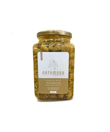 Natumora Grilled Green Olives 600g Glass Jar