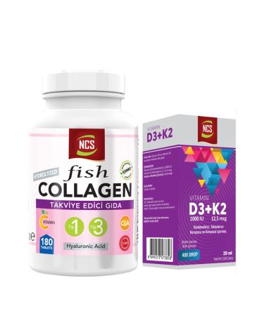 Ncs Collagen Type 1-3 Fish Collagen Cla Biotin 180 Tablets + Vitamin D3-k2 20 ml
