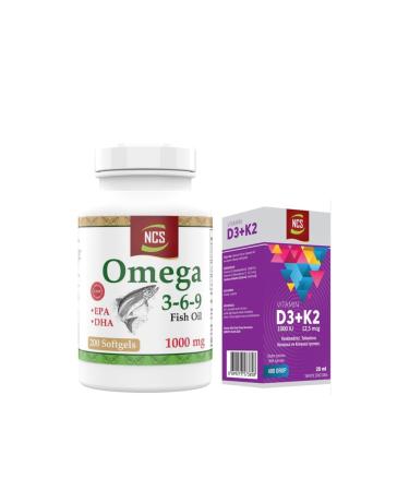 Ncs Omega 3-6-9 Fish Oil 1000mg 200 Softgels+vitamin D3 K2 20 ml