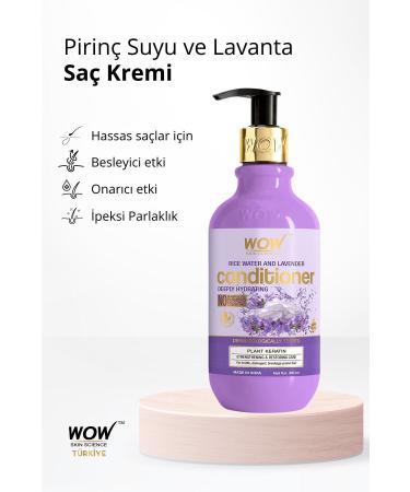 WOW Skin Science Rice Water Conditioner- 2 Natural Ingredients-Lavender Oil Amino Acid Zinc Vitamins B and C 300ml - Buy Online on GoSupps.com