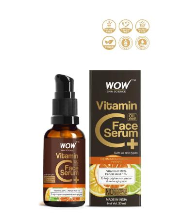 WOW Skin Science Vitamin C+(plus) Skin Serum-Vitamin C Ferulic Acid Brightening Skin Repair 30ml