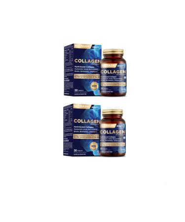 Nutraxin Hydrolyzed Collagen Supplement Containing Hyaluronic Acid Resveratrol Biotin and Zinc 30 Tablets X2 Pieces