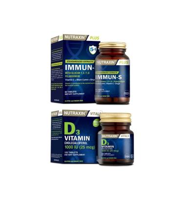 Nutraxin Immun-s 60 Capsules (vitamin C + Black Cumin + Ginger) + Vitamin D3 120 Tablets