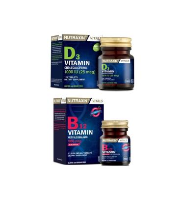 Nutraxin Vitamin B12 60 Sublingual Tablets + Vitamin D3 1000 Lu 120 Tablets