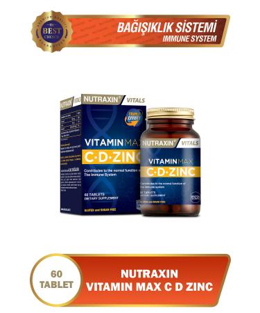 Nutraxin Vitamin Max (1000 mg Vitamin C 1000 Iu Vitamin D and 10 mg Zinc) 60 Tablets