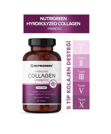Nutrigreen 0 Natural Hydrolyzed Collagen Probiotic Content 90 Tablets