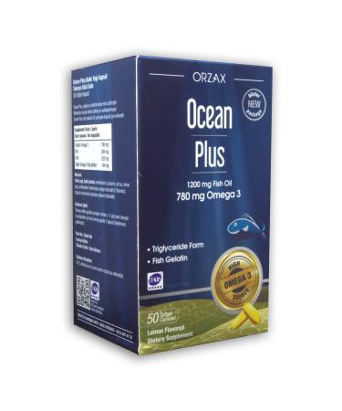 Ocean Plus 1200 Mg Fish Oil 50 Capsules Lemon Flavored X 3 Pieces