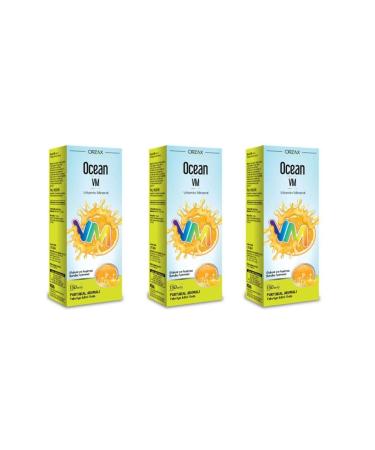 Ocean Orzax Vm Vitamin Mineral 150 ml Orange Syrup 3 Pack
