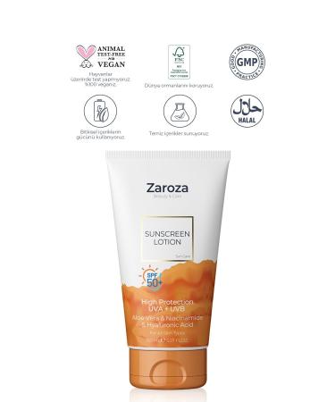 ZAROZA Sunscreen Lotion Spf 50 | Sunscreen for All Skin Types - 150 ml - Buy Online on GoSupps.com