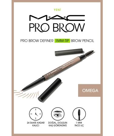 Mac OMEGA - 24 Hours Permanent Pro Brow Definer 1MM Tip Brow Pencil Eyebrow Spoolie