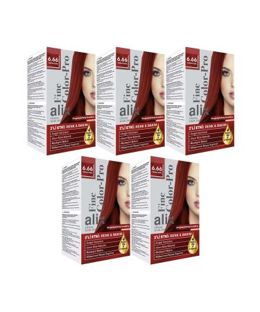 Alix 50 ml Kit Hair Dye 6.66 Intense Red 5 Piece Set