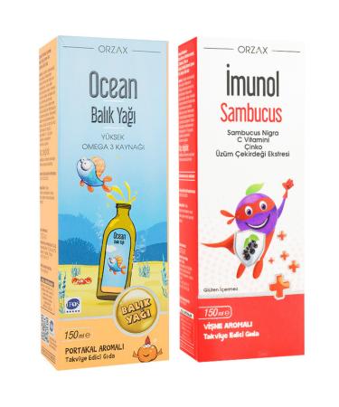 Ocean Fish Oil Syrup (Orange Flavored) 150ml + Imunol Sambucus Syrup 150ml