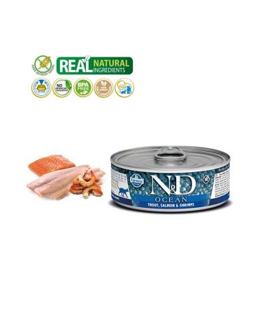 N & D N&D Canned Trout Salmon Shrimp Cat 80g x6