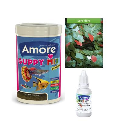 AMORE Guppy Mix Granules 1000ml Box And Sera Daphnia Daphnia 100ml Box Tropical Fish Food