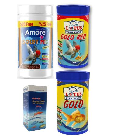 Lotus Goldy Mix Granules And Gold Red And Natural Japanese Fish Food And Vitamin
