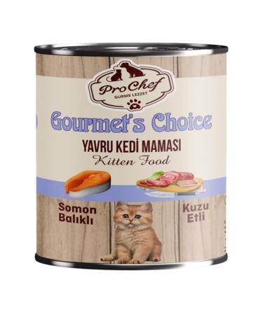 Prochef 12 Pieces Gourmet's Choice Kitten Cat Food | 415 Gr Canned Wet Food with Salmon & Lamb Meat