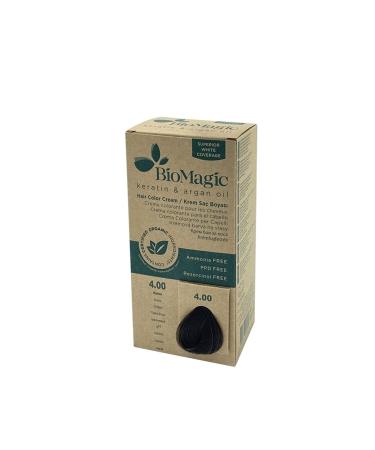 BioMagic Natural Organic Permanent Cream Hair Dye Brown No: 4.00 60ml..derin-026