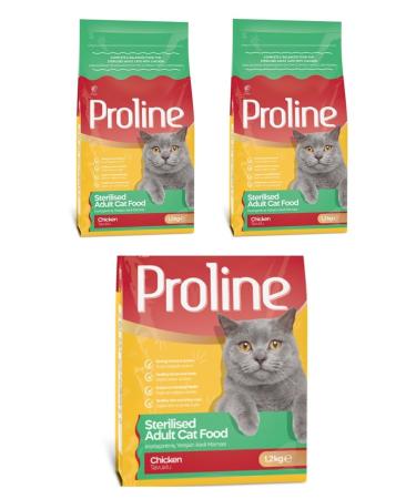 PROLINE Chicken Cat Food for Neutered Cats 1.2 kg (3 pieces)