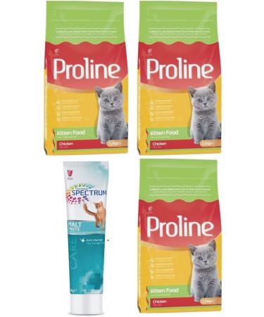Proline Kitten Cat Food Chicken 3x1.2 Kg. + Malt Paste 100 Grams X 1 Piece