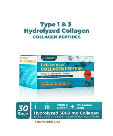 PYROMONIAC 0 Pure and Hydrolyzed Collagen 30 Sachets Type1 and Type3