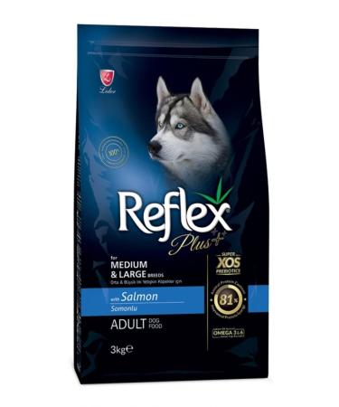 Reflex Medium Large Breed Adult Dog Food with Salmon 3 Kg x 3 Pieces